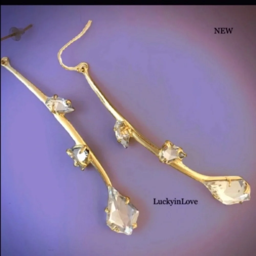 ALEXIS BITTAR • Miss Havisham Gold Flower Bud Crystal Earrings - Picture 6 of 8